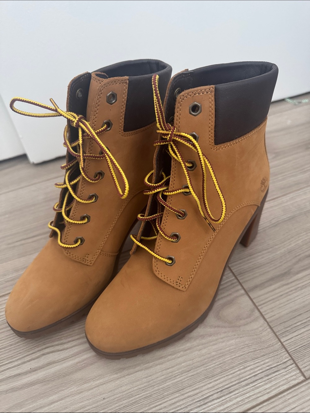 Timberland Tan Lace-Up Heeled Ankle Boots